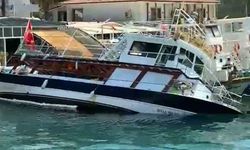 Akyaka'da tur teknesi su alarak yan yattı