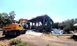 Bursa'da zeytinliğe yapılan kaçak depo böyle yıkıldı