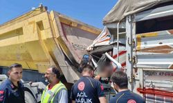 Çekiciye çarpan kamyon hurdaya döndü: 2 yaralı