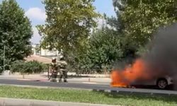 Diyarbakır'da park halindeki otomobil alevlere teslim oldu
