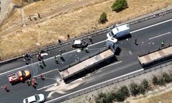 Gaziantep'te 2 kişinin öldüğü zincirleme kaza bölgesi dron ile görüntülendi