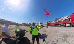 Otoyolda tehlikeli yük taşıyan tır, jandarmanın dikkatinden kaçmadı