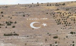 Seyitgazi Avdar bayırındaki dev ay yıldız için bakım ve boyama çalışması
