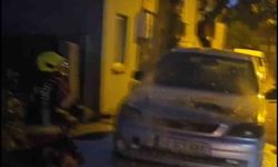 Sındırgı'da bir otomobil alevlere teslim oldu
