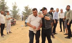 Vali Varol, yangınla mücadeleyi sahada takip etti