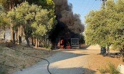 Dalaman Belediyesine ait araç alev alev yandı