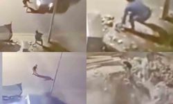 Kavga ettiği şahsa araçla çarpıp çukura uçtu: O anlar kamerada