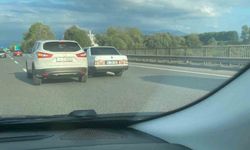 Otoyol üzerinde tehlikeli hareketler kameraya yansıdı