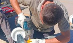 Sinop'ta hasarlı çöp konteynerlerine yerinde onarım