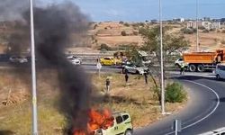 Tekirdağ'da araç alev alev yandı