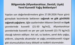 Uşak için kuvvetli sağanak yağış uyarısı