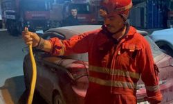 Antakya'da aracın içinde görülen yılan yakalandı