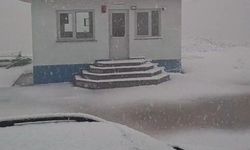 Bayburt'un yüksek kesimlerine kar yağdı