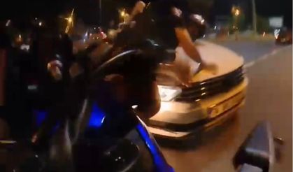 Tekirdağ'da kaza anı kask kamerasında