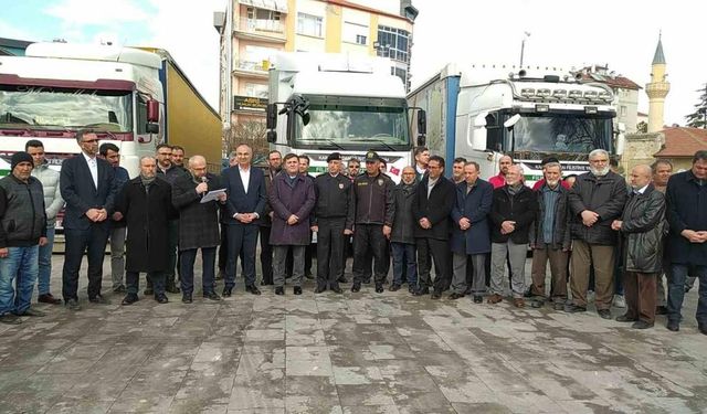 Karaman’dan Filistin’e 4 yardım tırı dualarla uğurlandı