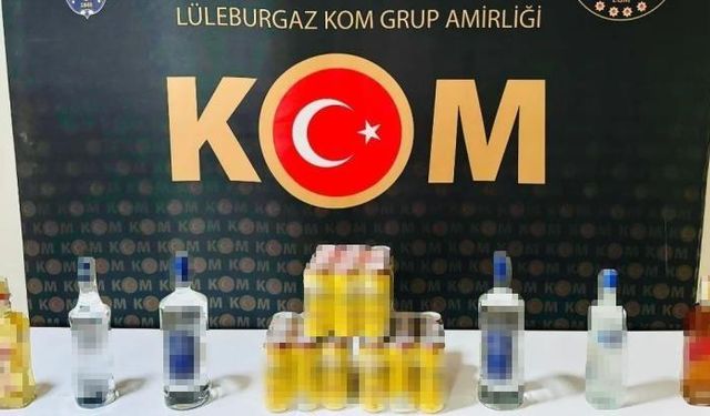 Lüleburgaz’da 33 şişe gümrük kaçağı içki ele geçirildi