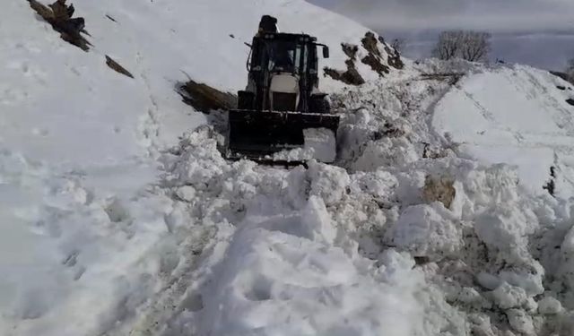 Yüksekova’daki köy yollarında karla mücadele çalışması devam ediyor