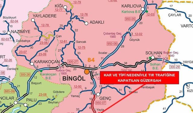 Bingöl - Diyarbakır kara yolu tır trafiğine kapatıldı