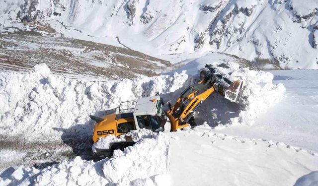 Muş’ta kar kalınlığının 7 metreyi bulduğu yolda çalışma