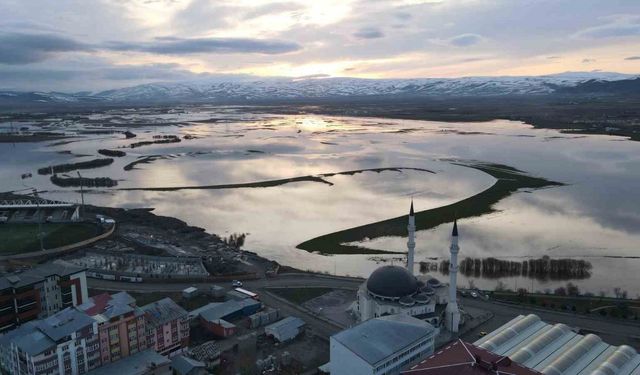 Ardahan’da nehir taştı, ova göle döndü