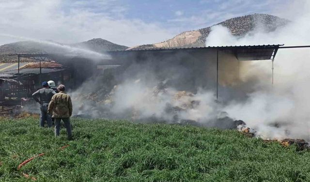 Burdur’da kaynak makinesinden çıkan yangında bin saman balyası yandı: 1 yaralı