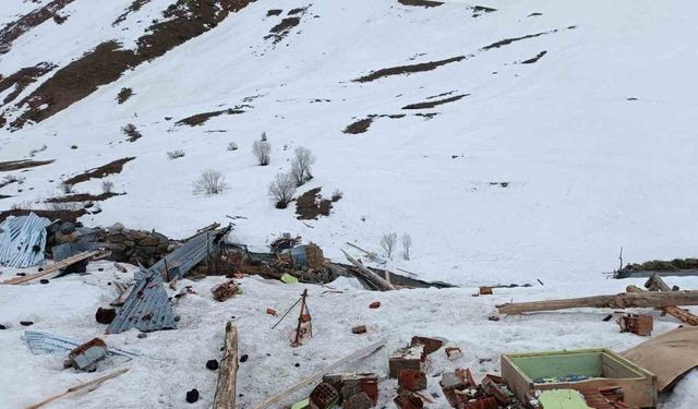 İspir’de çığ yayla evlerini yerle bir etti