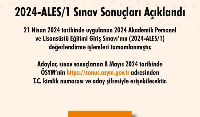 2024-ALES/1 sonuçları açıklandı