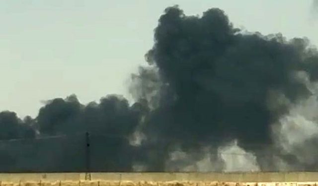 Nusaybin ilçesinde kuru otların olduğu alan ve sınır hattında ekili buğday küle döndü