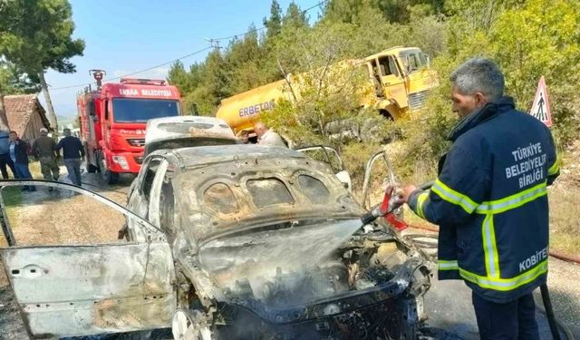 Tokat’ta hareket halindeki otomobil alev alev yandı