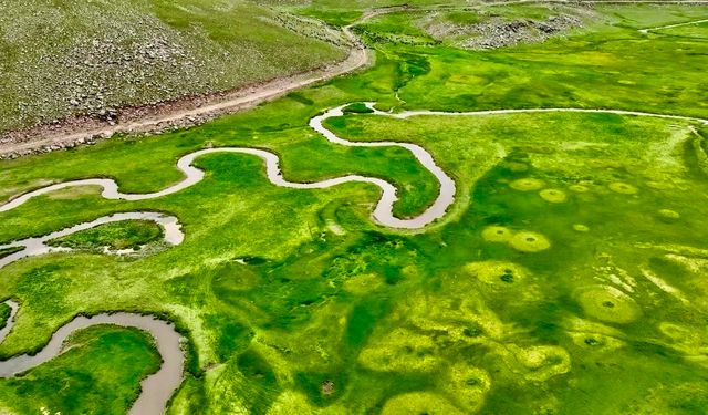 Ağrı’nın volkanik platolarındaki menderesler dronla görüntülendi