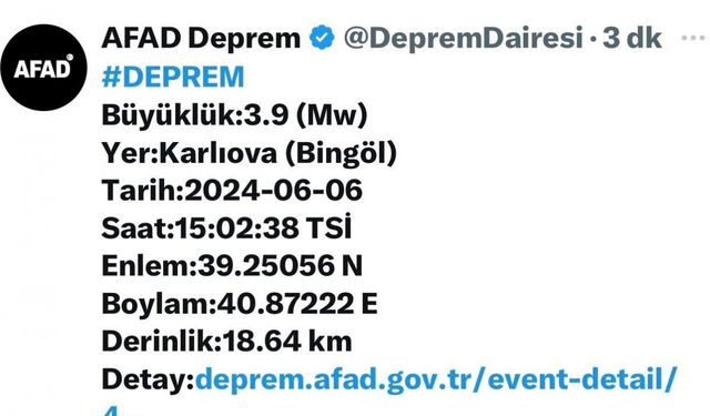 Bingöl’de korkutan deprem