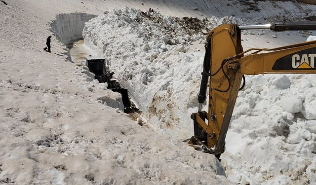 Haziran ayında 8 metreyi bulan karda yol açma çalışması