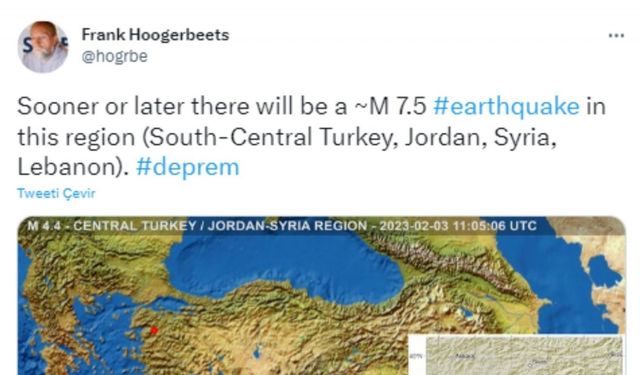 Hoogerbeets’ten yeniden uyarı: Tokat ve Hatay’da deprem beklentisi