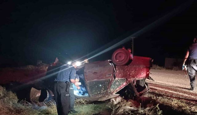 Karaman’da takla atan otomobilin sürücüsü yaralandı