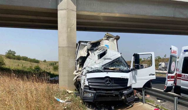 Köprü ayağına çarpan kamyonetin sürücüsü yaralandı