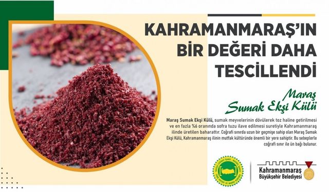 Maraş Sumak Ekşi Külü tescillendi