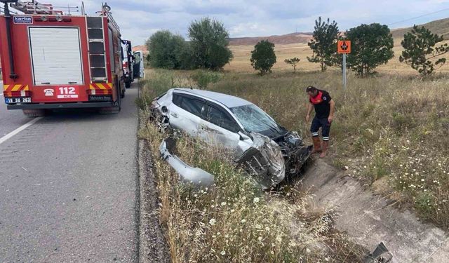 Otomobil su kanalına düştü, sürücü yaralandı