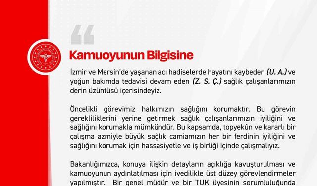 Sağlık Bakanlığı: "Yoğun bakımda tedavisi devam eden sağlık çalışanımızın durumunu hassasiyetle takip ediyoruz"