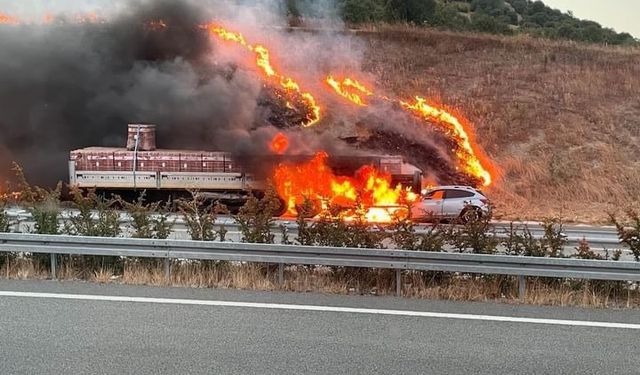 Alev topuna dönen araçtan yaralı kurtuldu