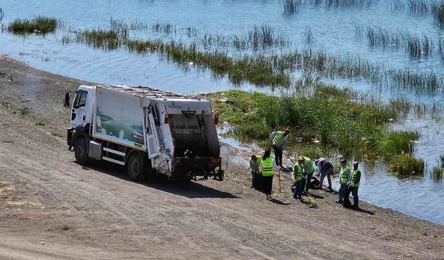 Hazar gölü çevresinde 15 günde 12 ton çöp toplandı