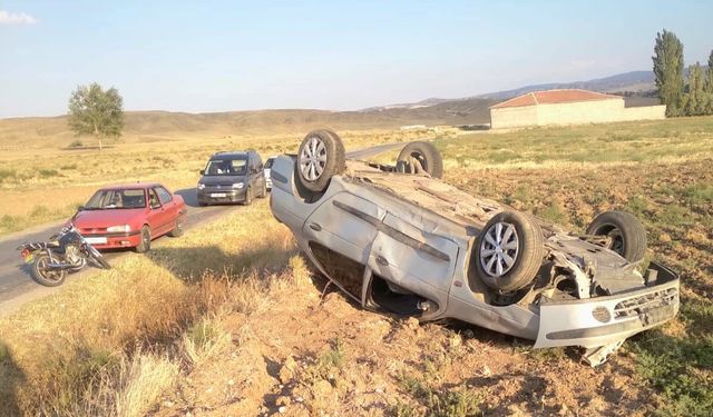 Kontrolden çıkan otomobil tarlaya devrildi: 1 yaralı