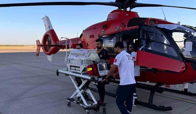 Mardin’de 1 günlük bebek ambulans helikopterle Diyarbakır’a sevk edildi