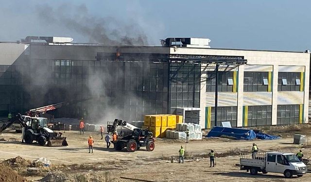 Tekirdağ’da yapımı süren hastanede yangın