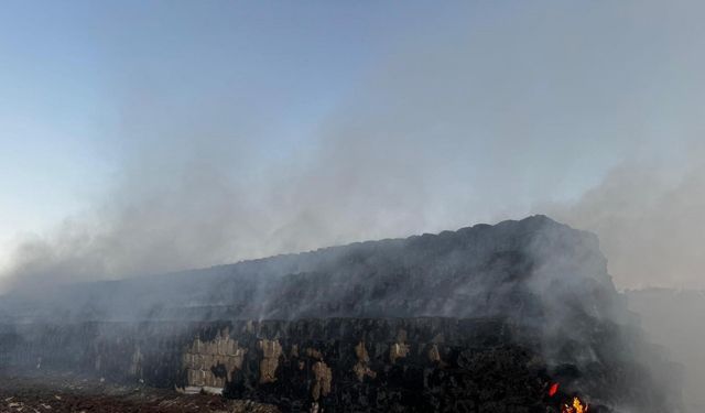 Cizre’de saman balyaları yandı