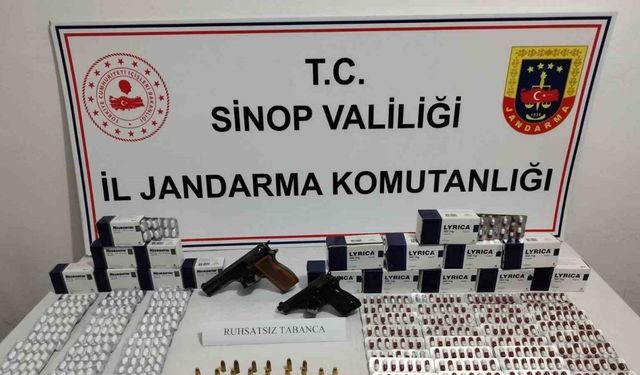 Sinop’ta uyuşturucu hap ve 3 tabanca ele geçirildi