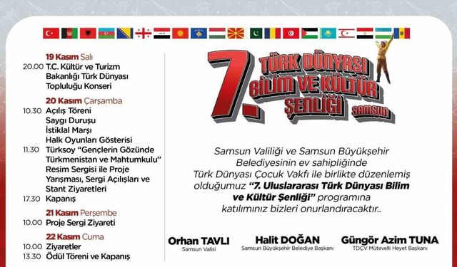 "7. Uluslararası Türk Dünyası Bilim ve Kültür Şenliği" Samsun’da