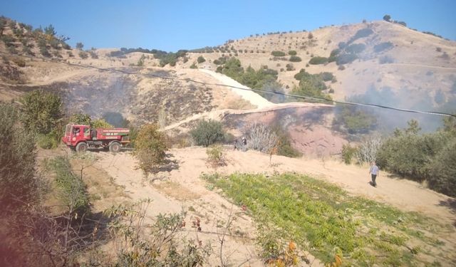 Alaşehir’de makilik alanda çıkan yangın büyümeden söndürüldü