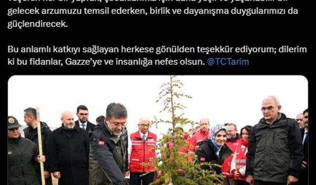 Emine Erdoğan’dan Gazze Hatıra Ormanı’na ilişkin paylaşım: