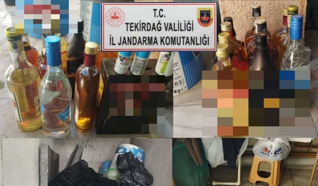 Ergene’de evde 264 litre kaçak içki ele geçirildi