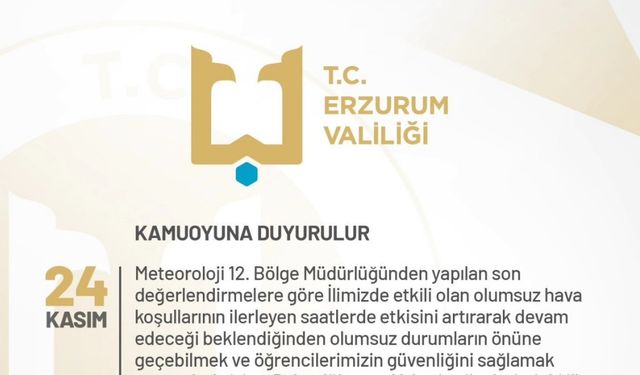 Erzurum’da eğitim bir günlük ara